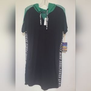 Hot Topic Black Infinity Avengers hooded dress w/ pockets, Size L, NWT